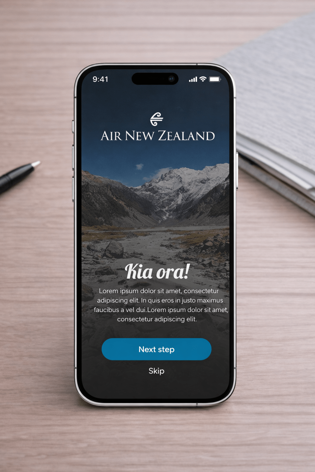 Air New Zealand app screen