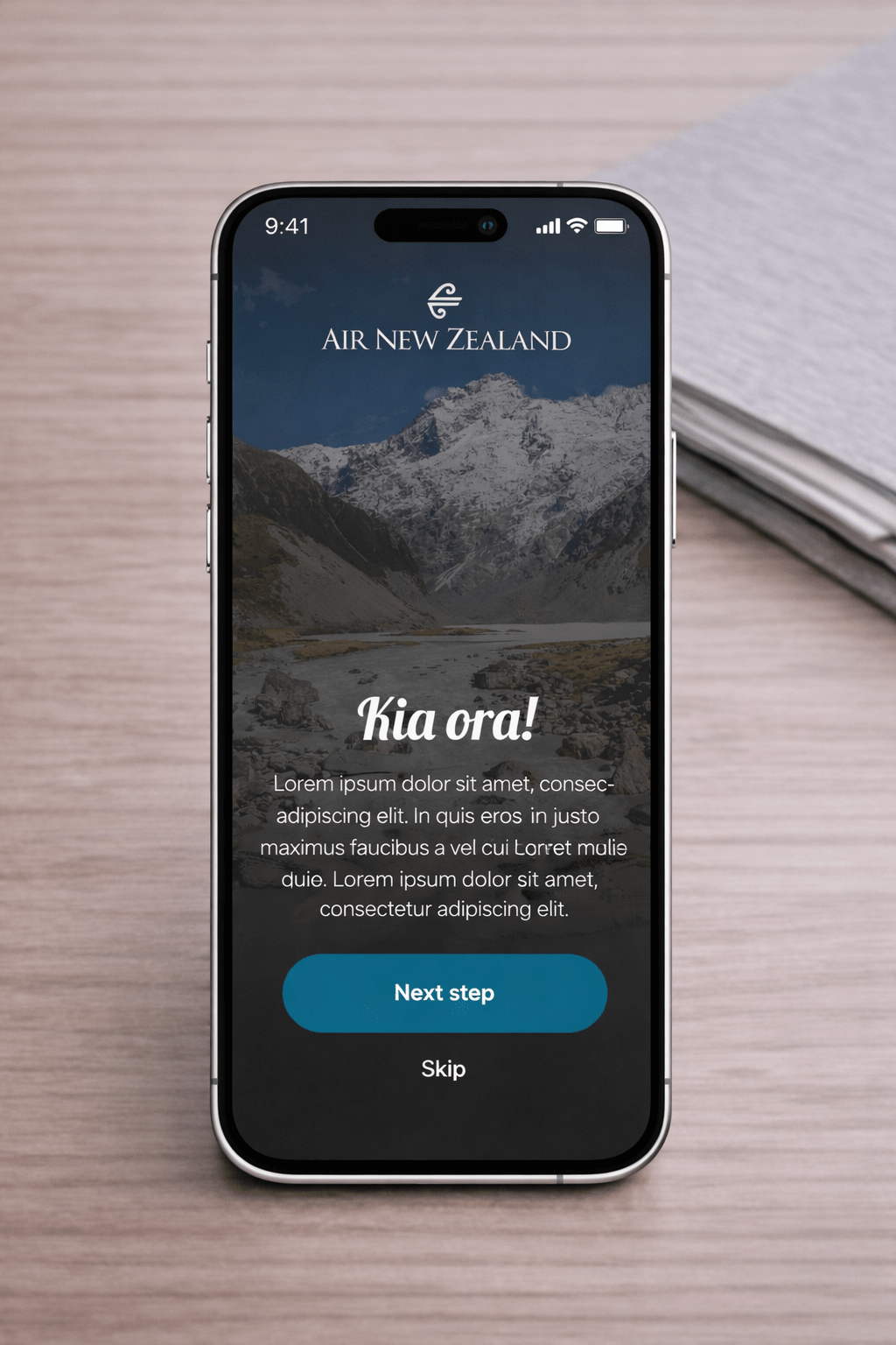 Air New Zealand app screen
