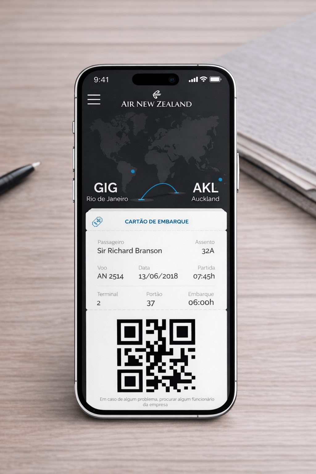 Air New Zealand app screen